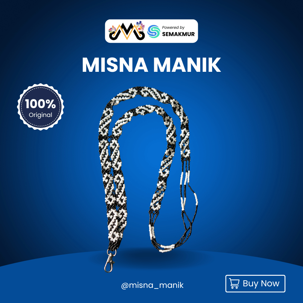 Lanyard Name Tag Etnik Manik Handmade | Holder ID Card Unik | Misna Manik